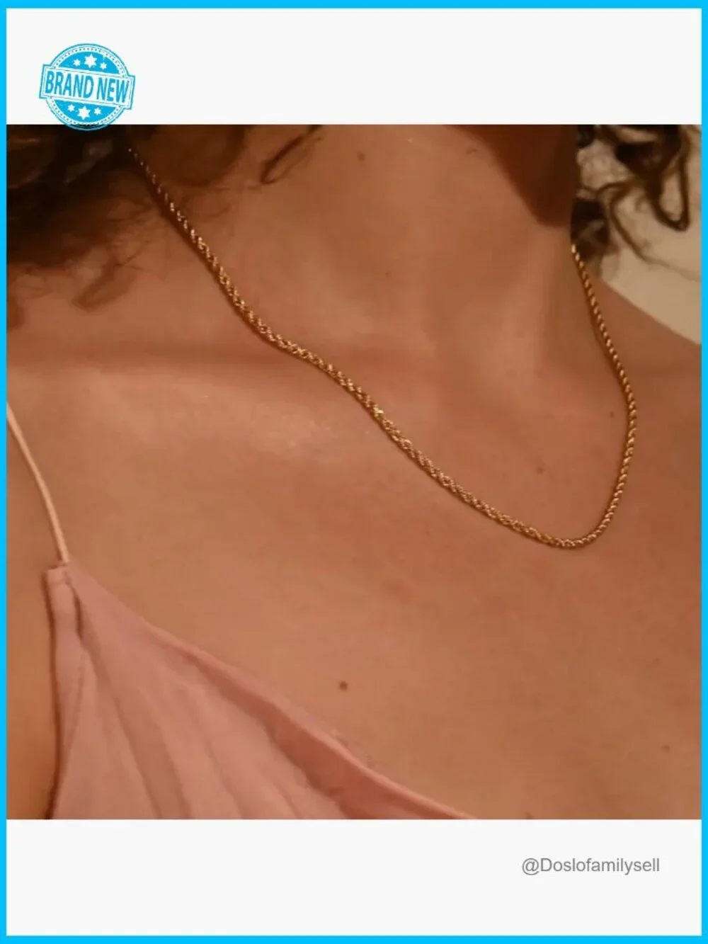 14K Gold Rope Chain Necklace Dainty Minimal Classic Unisex Adjustable Length